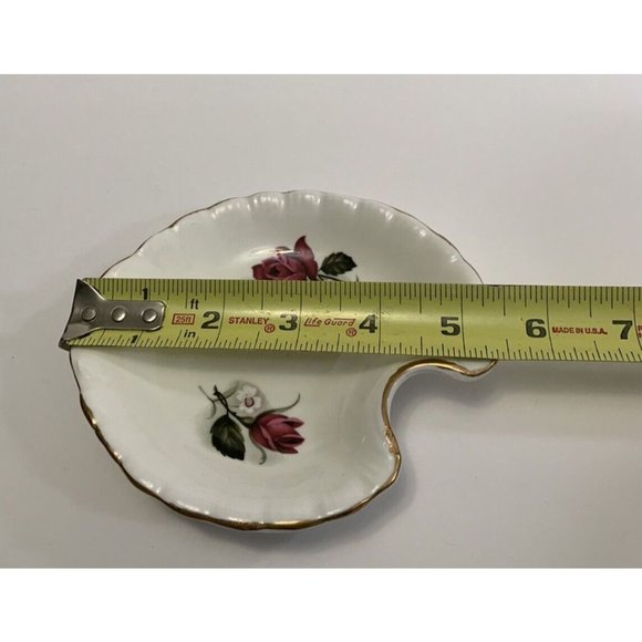Royal Dover China Bone China England Vintage Trinket Dish Two Roses Gold Trim - Picture 8 of 10